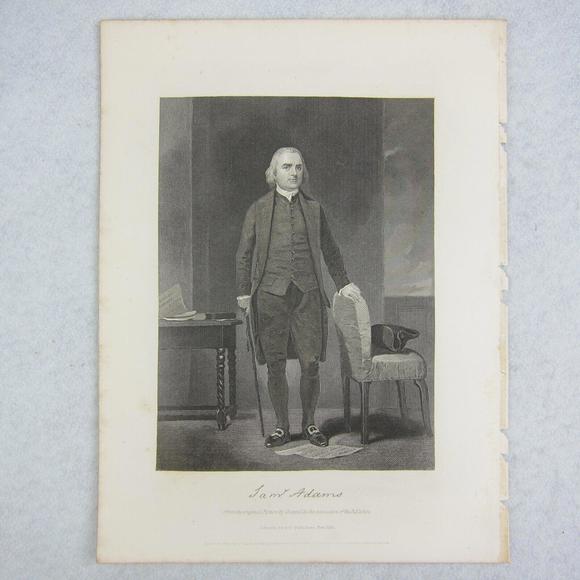 Samuel Adams Founder Boston Patriot Beer Brew Steel Engraving Print Antique 1862 - Picture 12 of 12